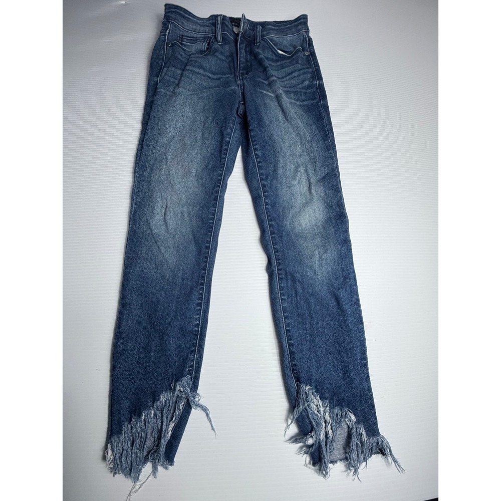 Judy Blue Los Angeles Skinny Fit Jeans‎ Distressed Frayed Hem Blue Women Sz 5 27